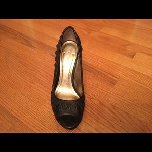 BCBG black peep toe heels